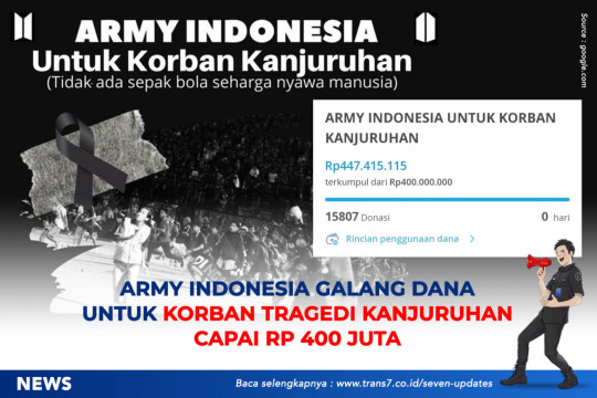 ARMY Indonesia Galang Dana Untuk Korban Tragedi Kanjuruhan Capai Rp 400 Juta