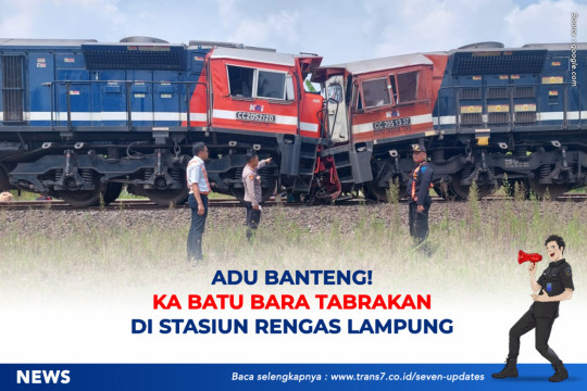 Adu Banteng! KA Batu Bara Tabrakan Di Stasiun Rengas Lampung