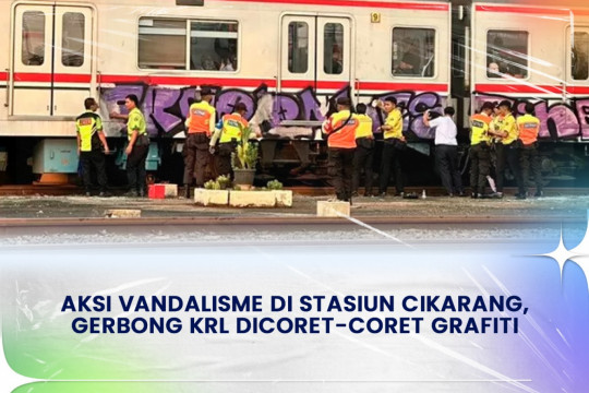 Aksi Vandalisme Di Stasiun Cikarang, Gerbong KRL Dicoret-coret Grafiti
