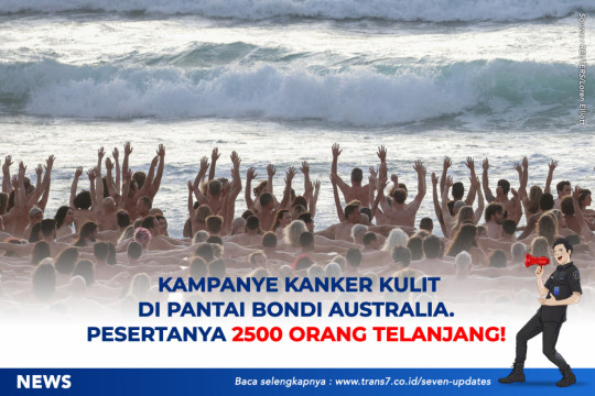 Kampanye Kanker Kulit Di Pantai Bondi Australia. Pesertanya 2500 Orang Telanjang