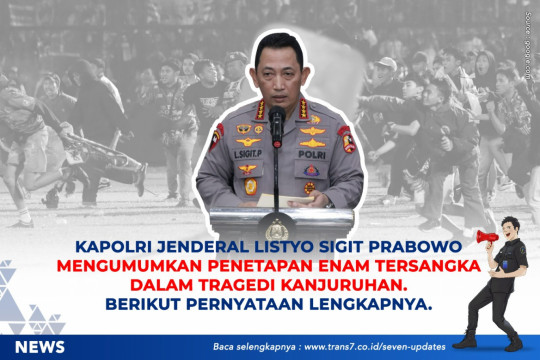 Kapolri Jenderal Listyo Sigit Prabowo Mengumumkan Penetapan Enam Tersangka Dalam Tragedi Kanjuruhan. Berikut Pernyataan Lengkapnya.