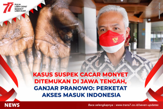 Kasus Suspek Cacar Monyet Ditemukan Di Jawa Tengah, Ganjar Pranowo: Perketat Akses Masuk Indonesia