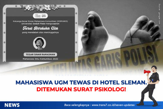 Mahasiswa UGM Tewas Di Hotel Sleman. Ditemukan Surat Psikolog