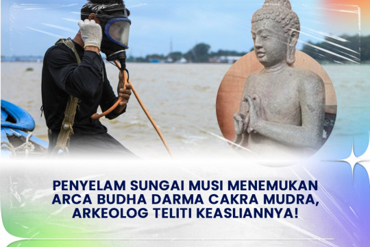 Penyelam Sungai Musi Menemukan Arca Budha Dharma Cakra Mudra, Arkeolog Teliti Keasliannya!