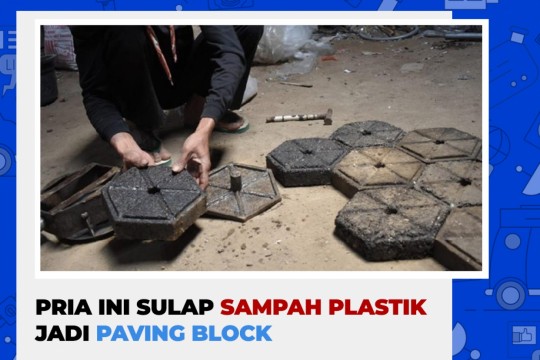 Pria Ini Sulap Sampah Plastik Jadi Paving Block