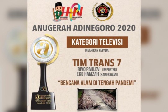 TRANS7 Kembali Raih Anugerah Jurnalistik Adinegoro Untuk Ke-5 Kalinya