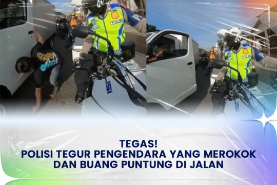 Tegas! Polisi Tegur Pengendara Yang Merokok Dan Buang Puntung Di Jalan