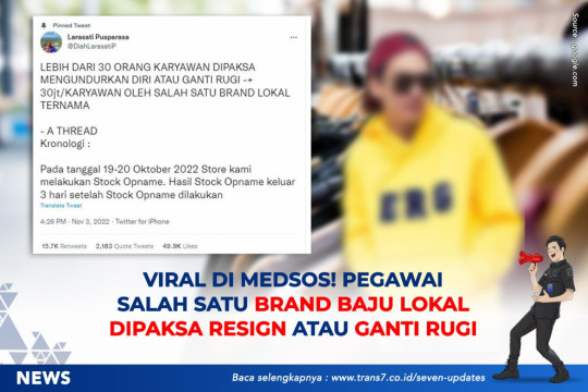 Viral Di Medsos! Pegawai Salah Satu Brand Baju Lokal Dipaksa Resign Atau Ganti Rugi