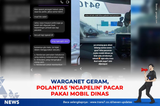 Warganet Geram, Polantas 'Ngapelin' Pacar Pakai Mobil Dinas